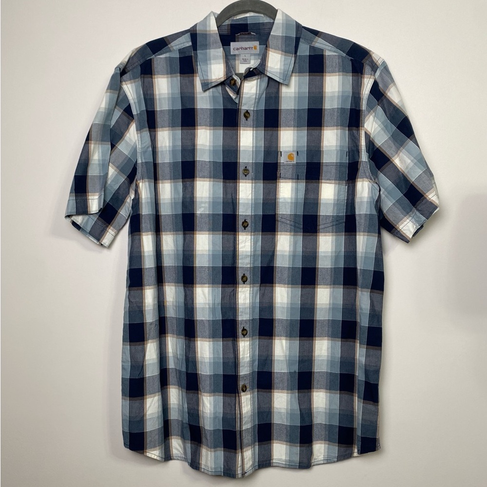 Carhartt Relaxed Fit Men's Blue Plaid Button Down Shirt Large